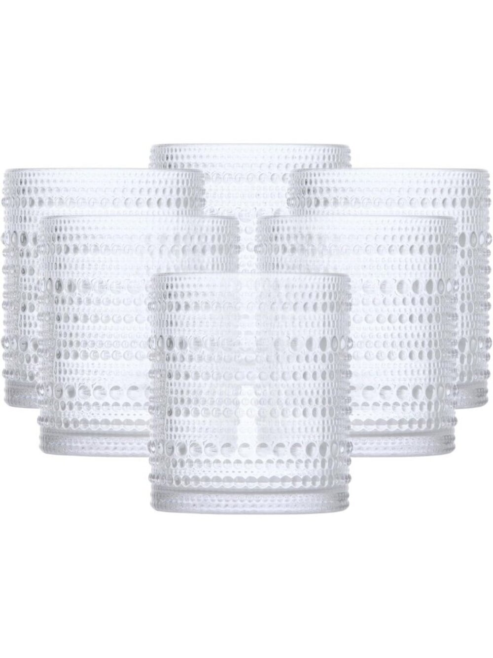 Vintage Beaded Hobnail Drinkware Set - 10oz Double Old Fashioned Glasses, Set of
